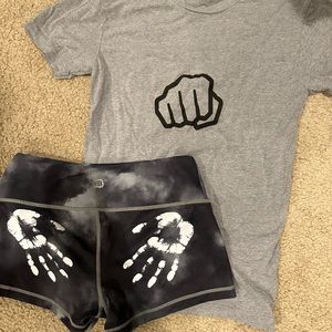 Set of Feed Me Fight Me shorts and tee